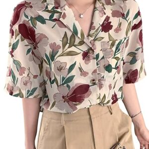 Leriya Women’s Floral Printed Collared Shirt