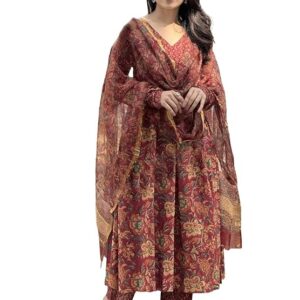 KLOSIA Women Viscose Printed Anarkali Kurta And Pant With Dupatta Set
