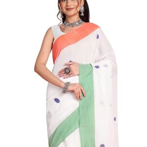 Pure Cotton Handloom Tri Color Polka Print Saree