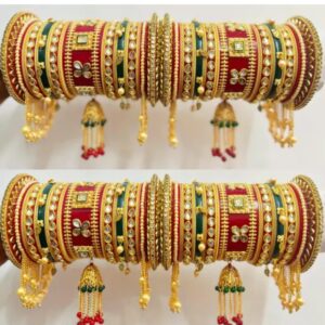 Red & Green Rajwadi Chuda Set