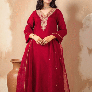 Elegent Red Embroidery kurta Set