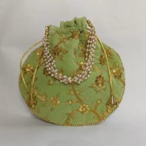Green Embroidery Potli