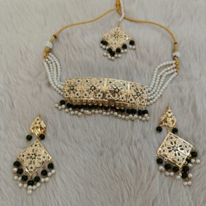 Premium Quality Jadau Choker Neaklace With Beautiful Earings Tika Set
