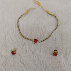 Red American Diamonds Necklace