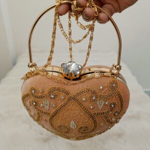Embroidered Heart Shape Clutch