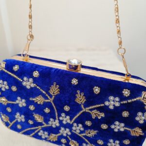 Embroidered Blue Clutch