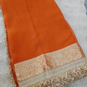 Radish Rust Soft Tissue Silk Saree With Lace