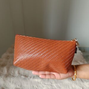 Brown Woven LeatherettePouch-