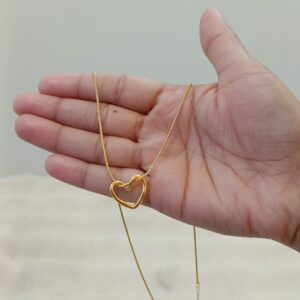 Elegant Gold Finish Heart Chain
