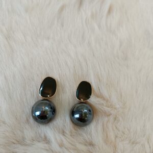 Gold & Black Bead Dangle Earrings