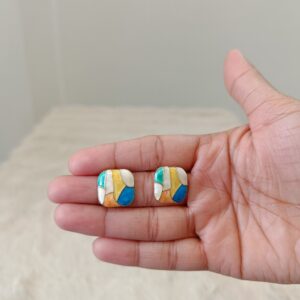Multicolor Geometric Enamel Stud Earrings