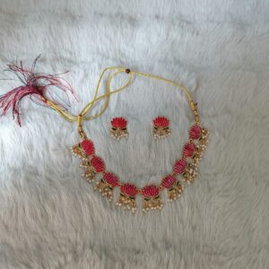 Lotus Meenakari Necklace Set