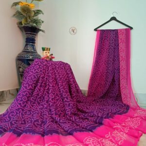 Diamond chiffon Bandhani Print Saree