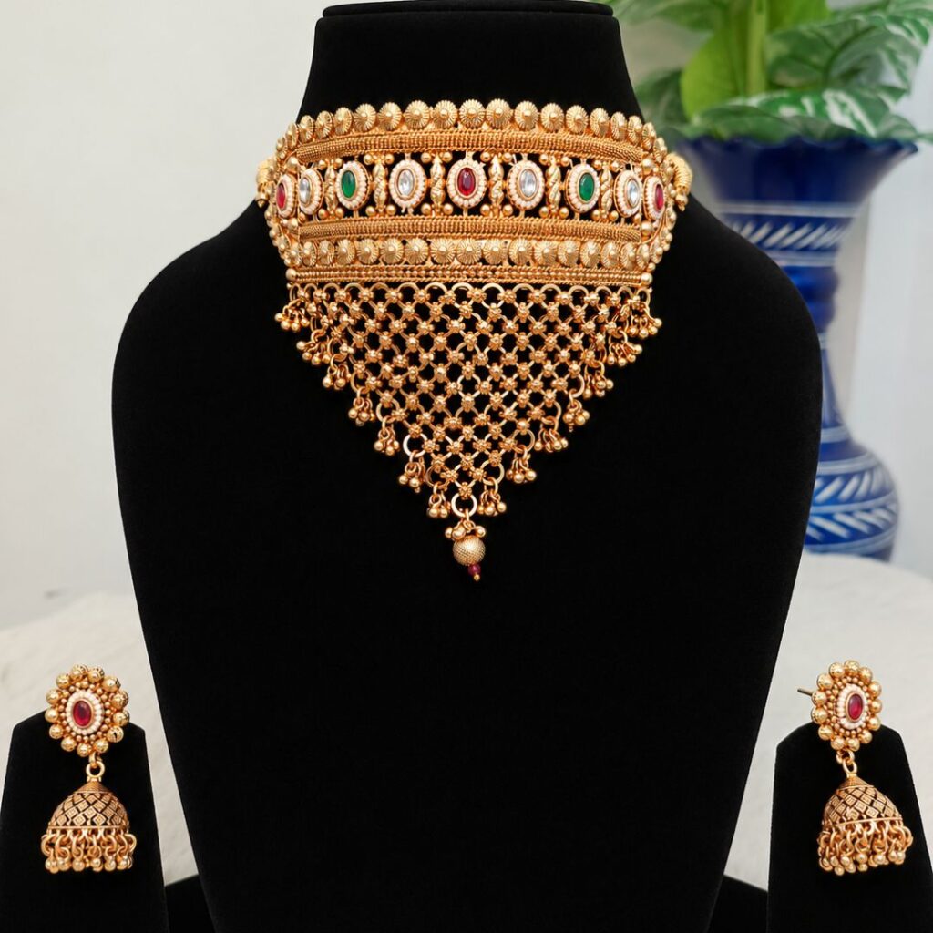 Traditional Rajasthani Aad With Jhumkas