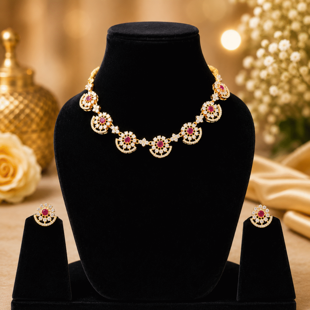 Crystal flower Necklace Set