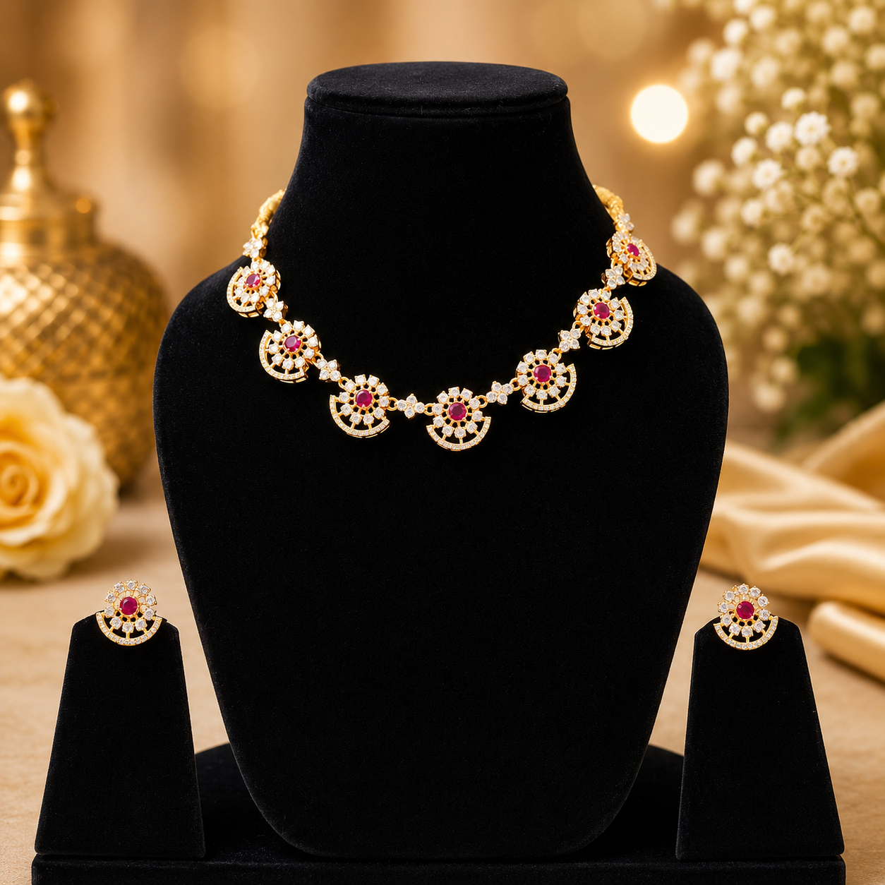 Crystal flower Necklace Set