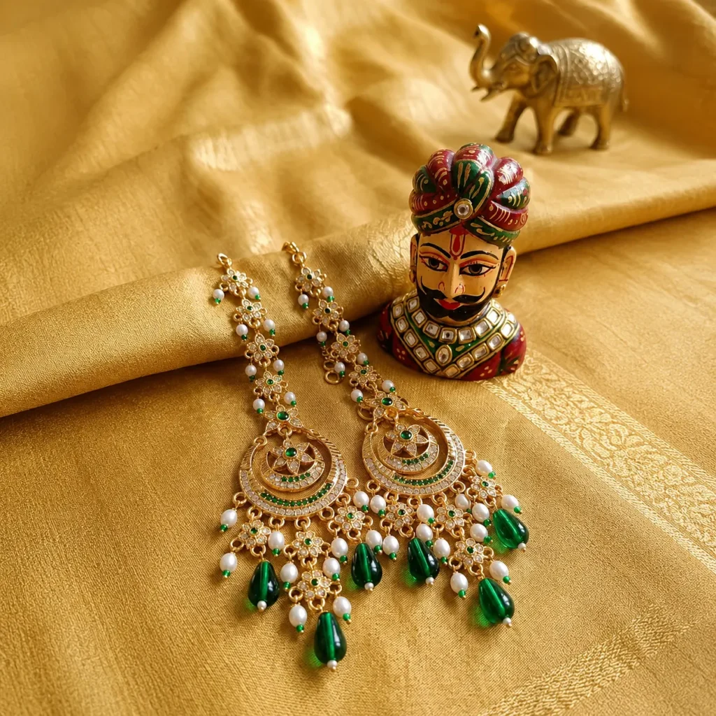 Green Rajputi earrings
