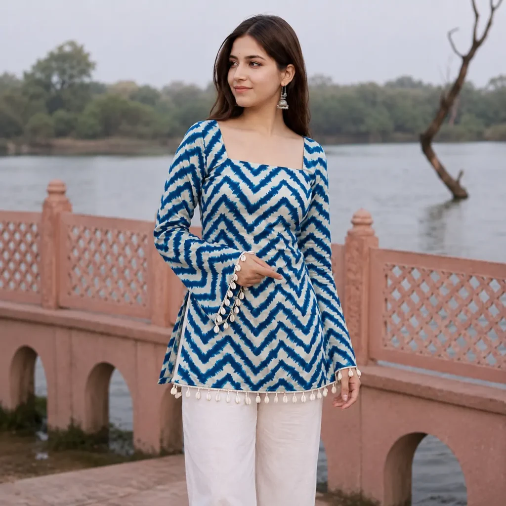 Linen-Kurti-with-Corset-Back-Front