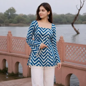 Linen-Kurti-with-Corset-Back-Front